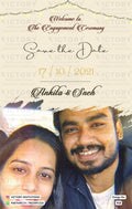 Save the Date card in english language with couple photo theme design 910