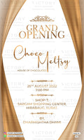 Opening invitation card in english language with curtain theme design 933