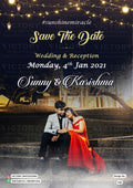 Save the Date card in english language with night theme design 938