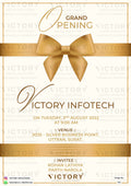 Opening invitation card in english language with ribin as minimalistic theme design 961
