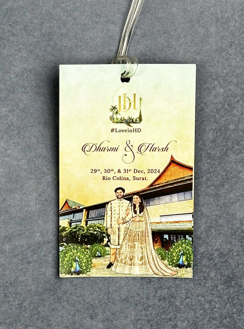 Luggage Tags | Resort theme, Peacock theme, Caricature illustration theme | Destination Wedding Stationery P 71