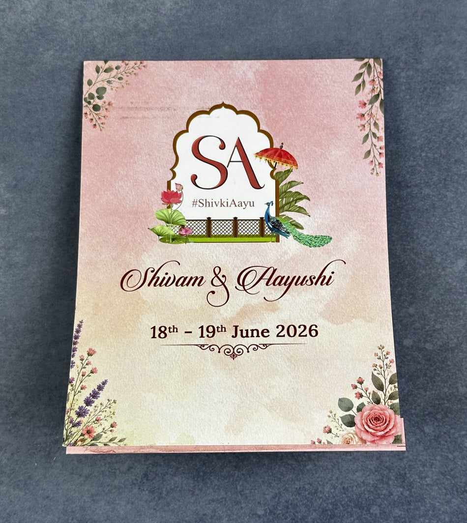 Wedding Itinerary | Pastel Pink Floral Hotel Room Welcome Display P 61