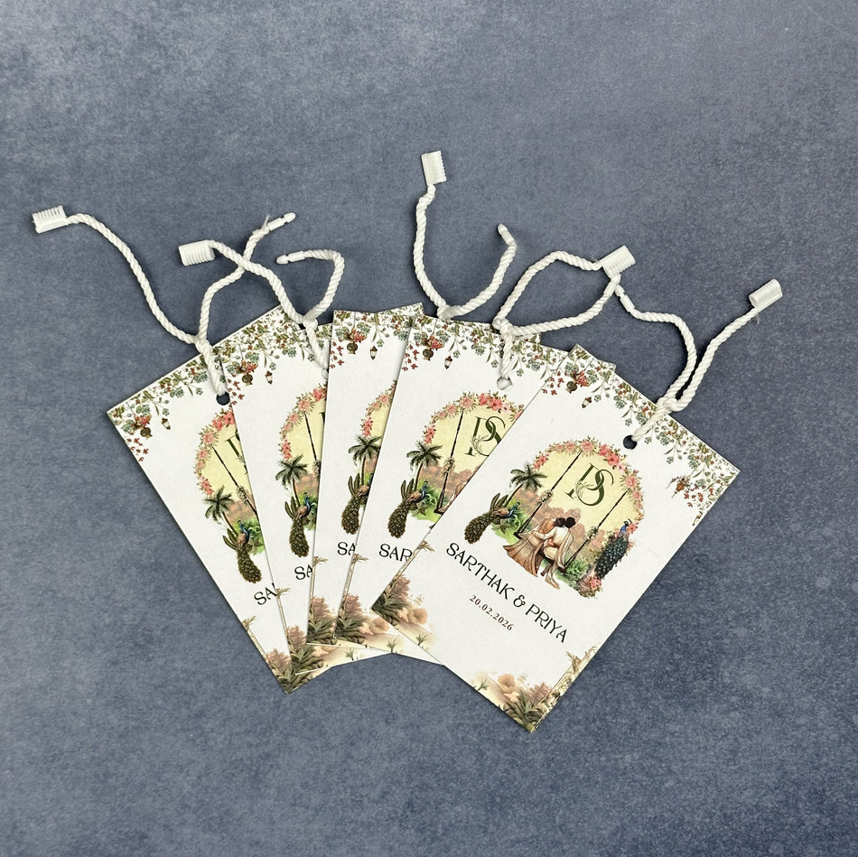 Luggage Tag | Traditional floral theme, Peacock theme, Regal arch theme | Guest Arrival Stationery P 73