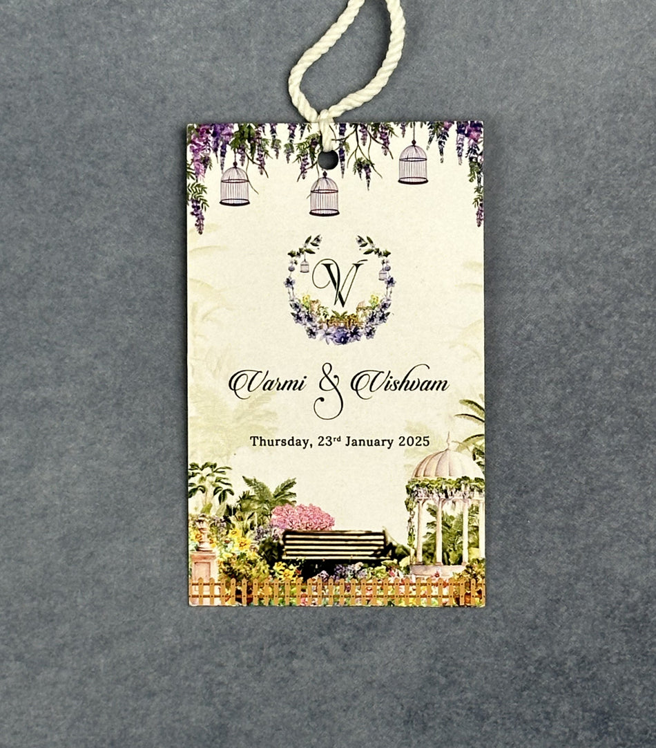 Luggage Tag | Garden theme, Wisteria floral theme, Vintage gazebo theme | Wedding Favor Stationery P 77