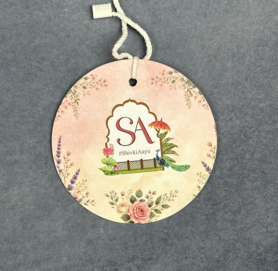 Thank You Card | Round floral theme, Peacock & Lavender theme, Garden resort theme | Wedding Favor Stationery P 78