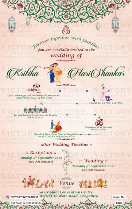 karnataka wedding invitation card Design no. 1203.