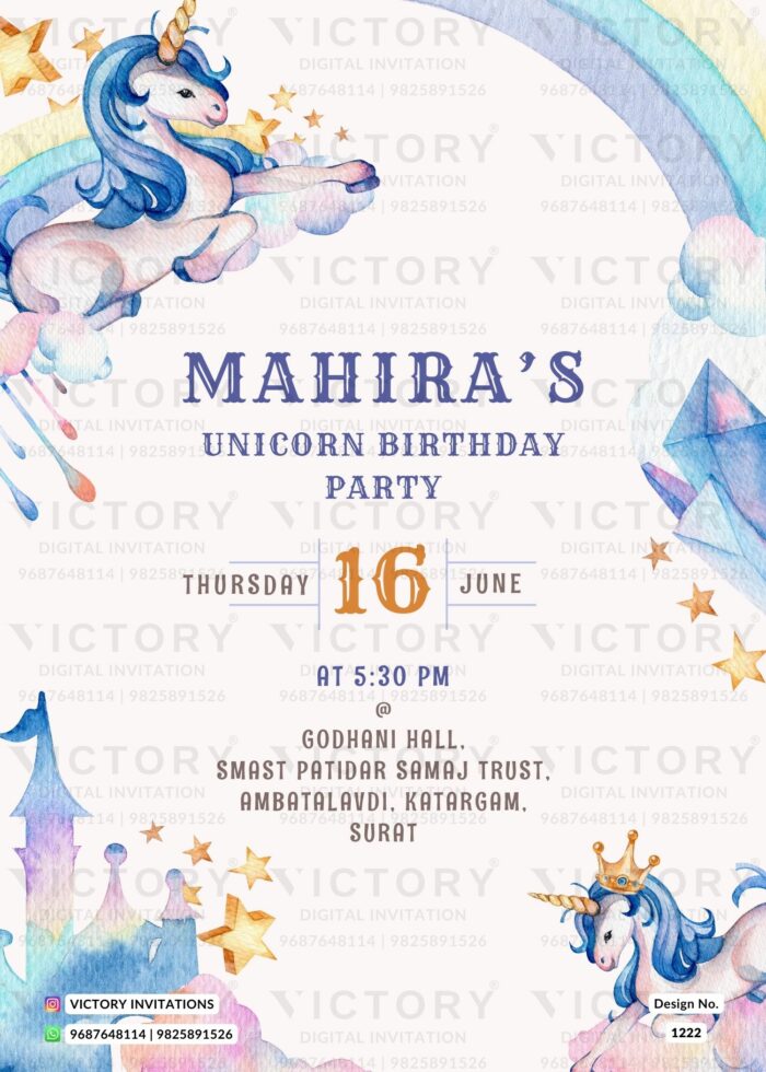 Birthday party digital invitation card Design no. 1222