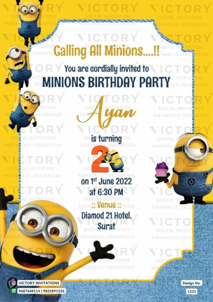 Birthday party digital invitation card Design no. 1223