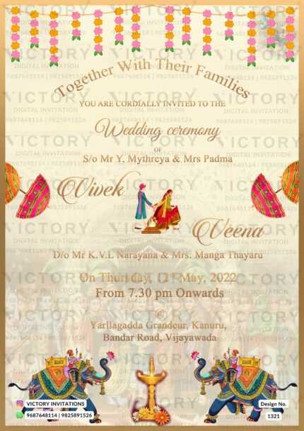 Andhra pradesh wedding invitation card Design no. 1321.