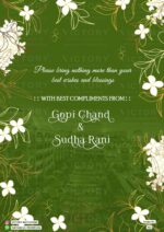 Captivating Parrot Green and Golden Floral Illustrations, Vinayaka Temple God-image A Breathtaking South Indian Digital Wedding Invitation card