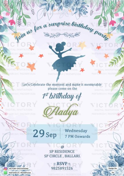 Birthday party digital invitation card Design No. 06