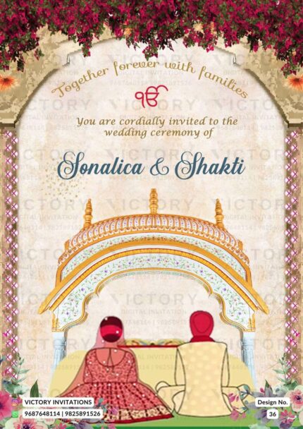 Wedding ceremony invitation card of hindu Odiya family in English language with traditional theme design 36