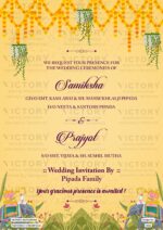 Wedding ceremony invitation card of hindu maharashtrian marathi family in English language with vintage theme design 1062
