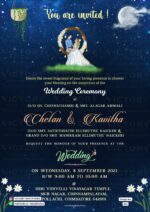 "Starry Moonlit Navy Blue Digital Invitation with Whimsical Doodles for a Modern-Indian Hindu Wedding Ceremony" Design no. 616