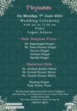 "Enchanting Floral Watercolor Invitation with Stunning Couple Portrait for an Indian Roka Ceremony"
