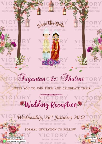 Wedding ceremony invitation card of hindu bengali family in english language with minimalistic theme design 2655