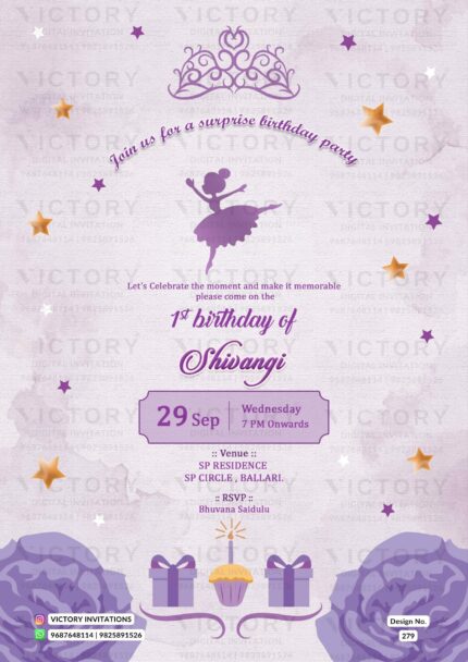 Birthday party digital invitation card Design no 279