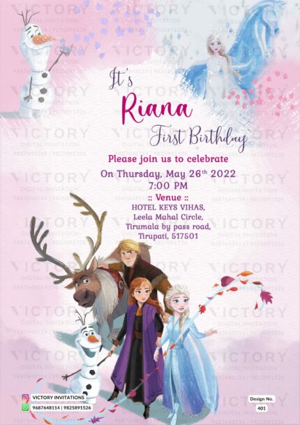 Birthday party digital invitation card Design no. 401