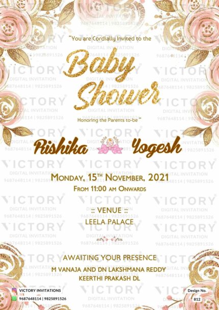 Baby shower digital invitation card design no.812.