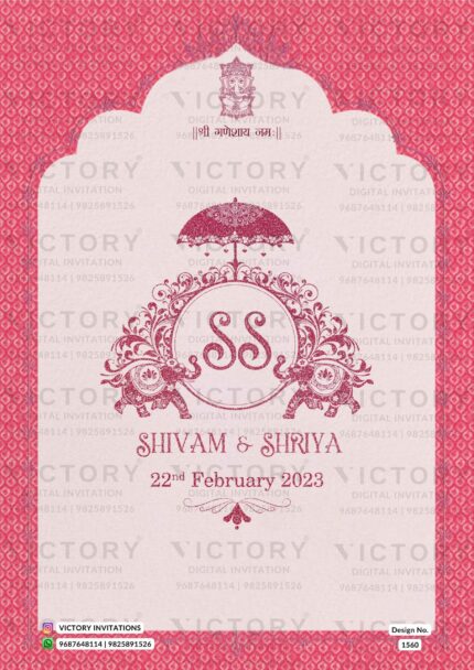 Traditional Pastel Shaded Vintage Floral Theme Indian Wedding E-invitations with Classic Indian Wedding Doodle Illustrations