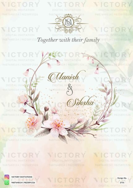Wedding ceremony invitation card of hindu north indian family in English language with minimalistic theme design 2751