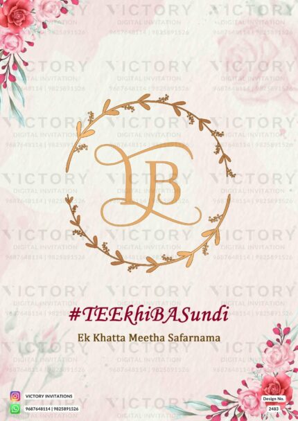 Wedding ceremony invitation card of hindu west bengal bengali family in English language with Floral theme design 2483
