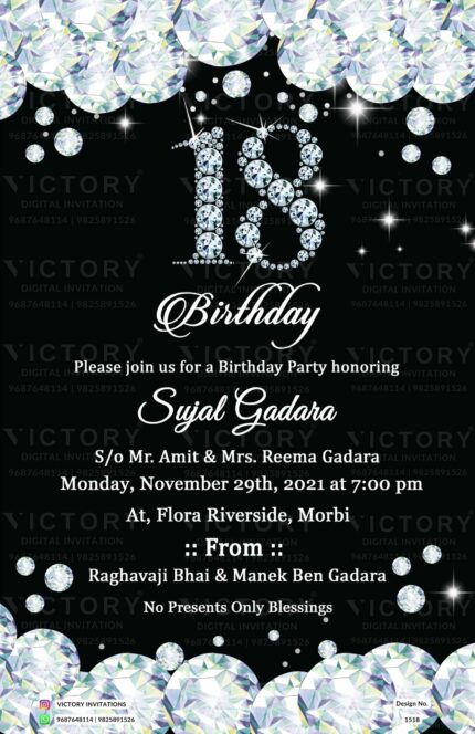 Birthday party digital invitation card design No. 1518