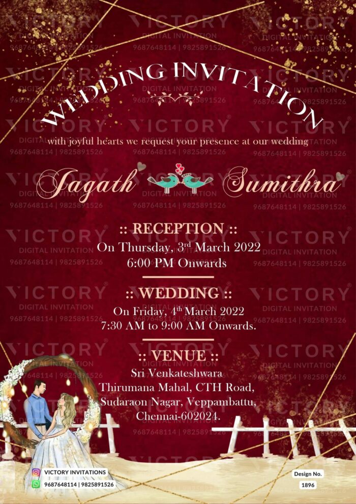 Tamil Nadu wedding invitation card Design no. 1896
