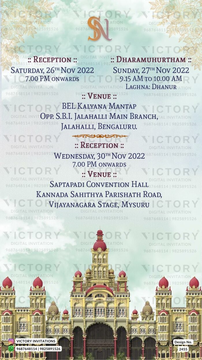 Karnataka Wedding Caricature Invitation Card PDF Design no.2455