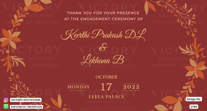 Engagement digital invitation card design No. 2784.