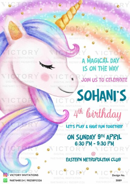 Birthday party digital invitation card design No. 3089