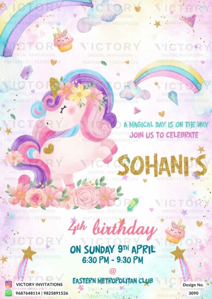 Birthday party digital invitation card design No. 3090