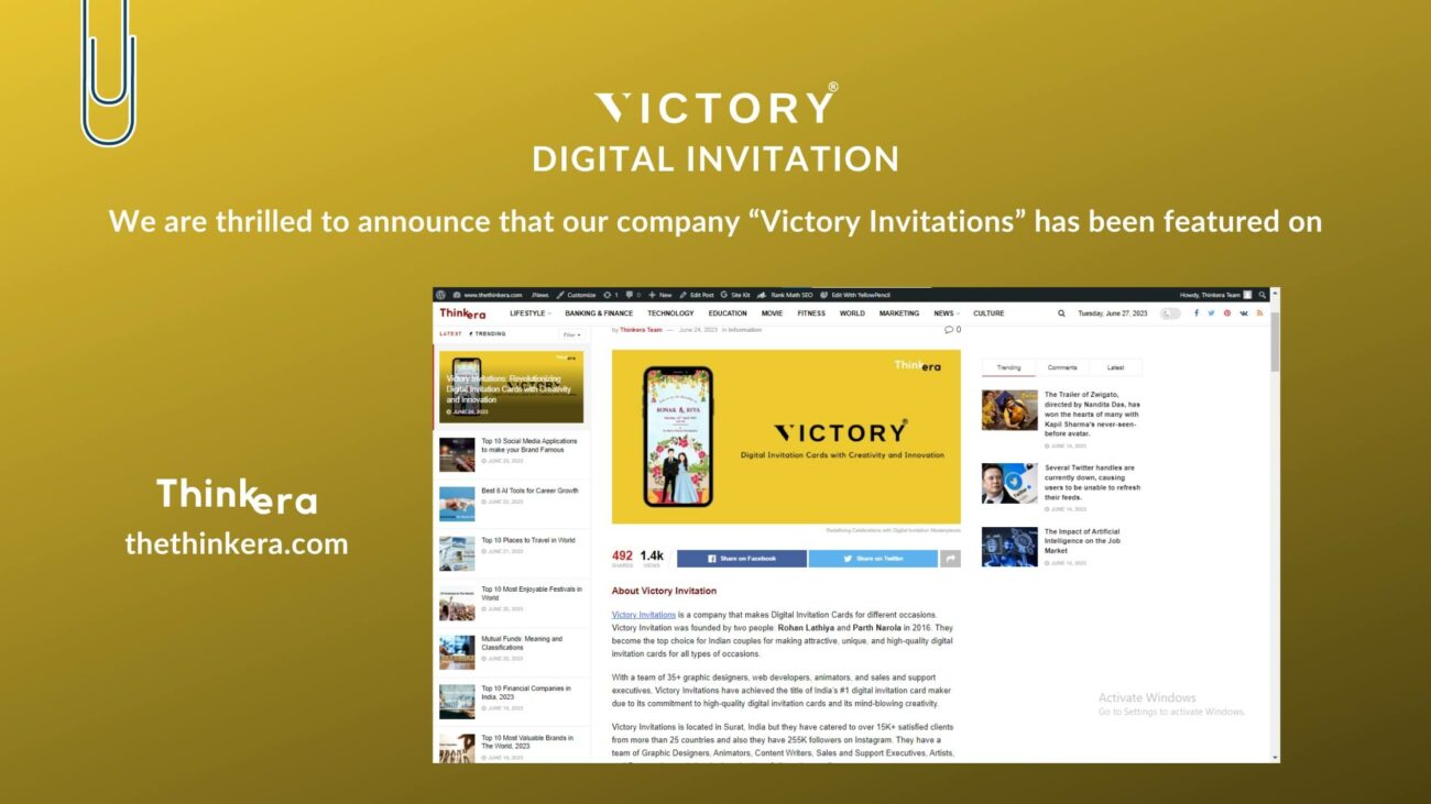 We are excited to announce that our company Victory Invitations has been featured on TheThinkera