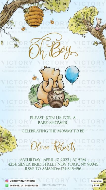 Baby shower digital invitation card Design no.3192