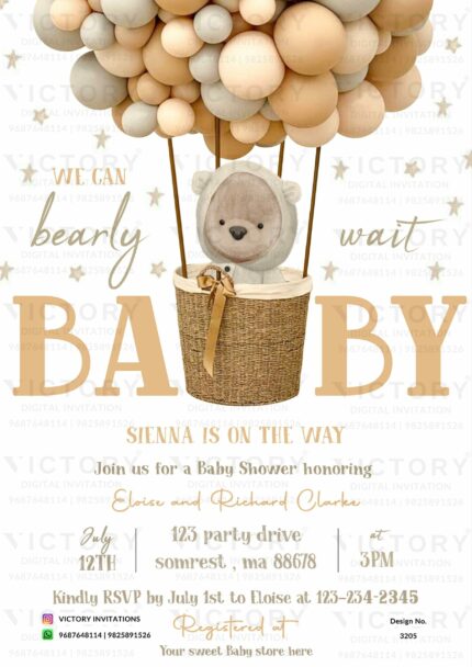 Baby shower digital invitation card Design no.3205