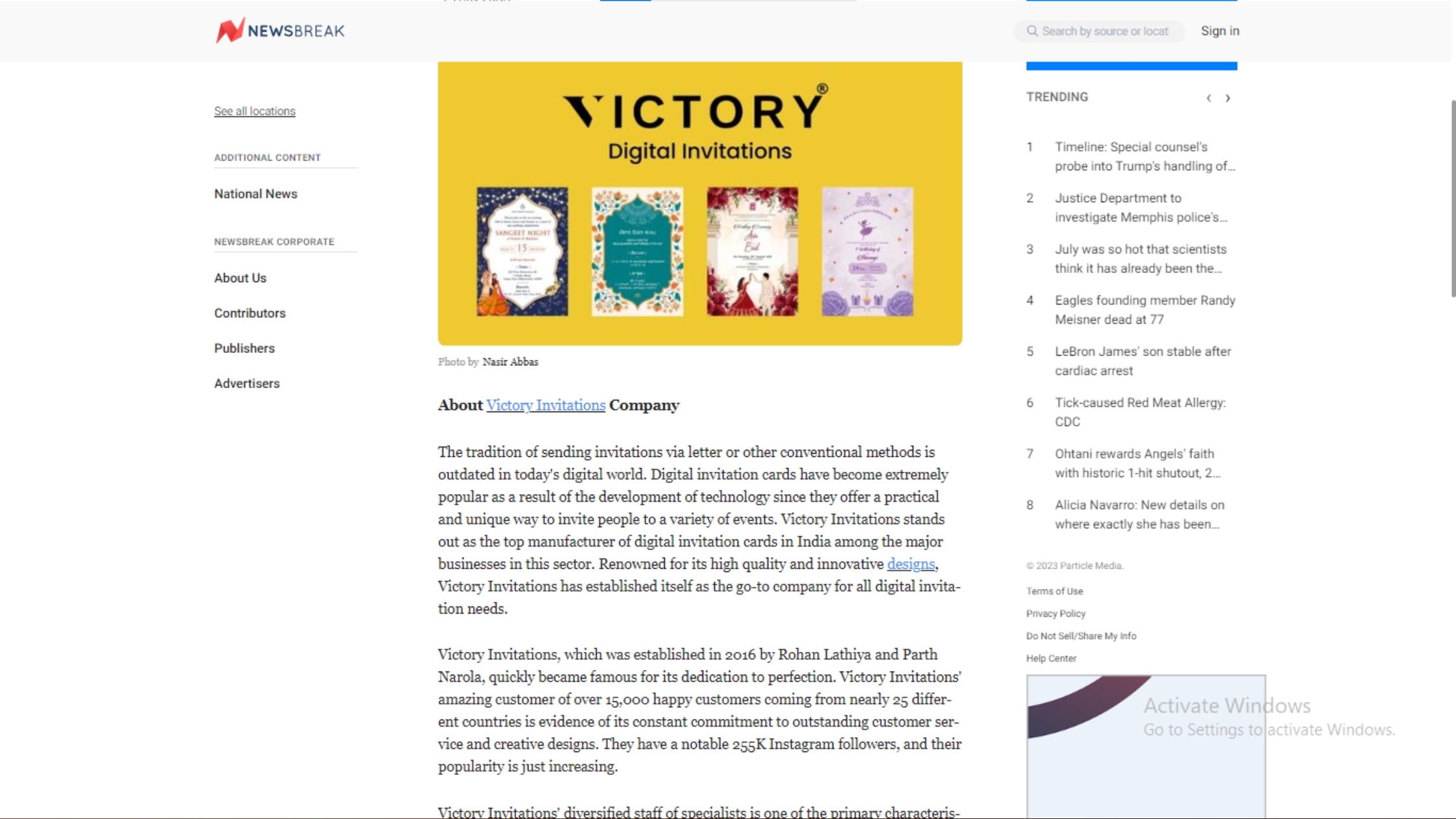 We are honored to share that Newsbreak recently highlighted our company, Victory Invitations
