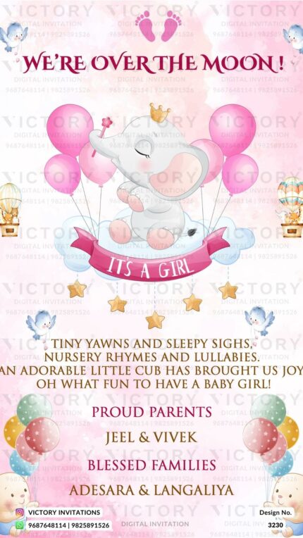Baby announcement digital invitation card Design no.3230