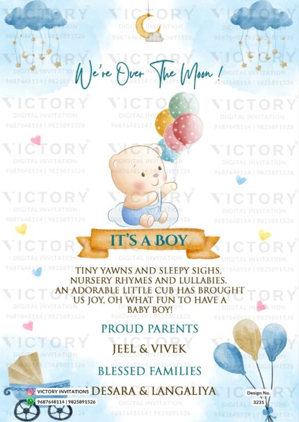 Baby announcement digital invitation card Design no.3231