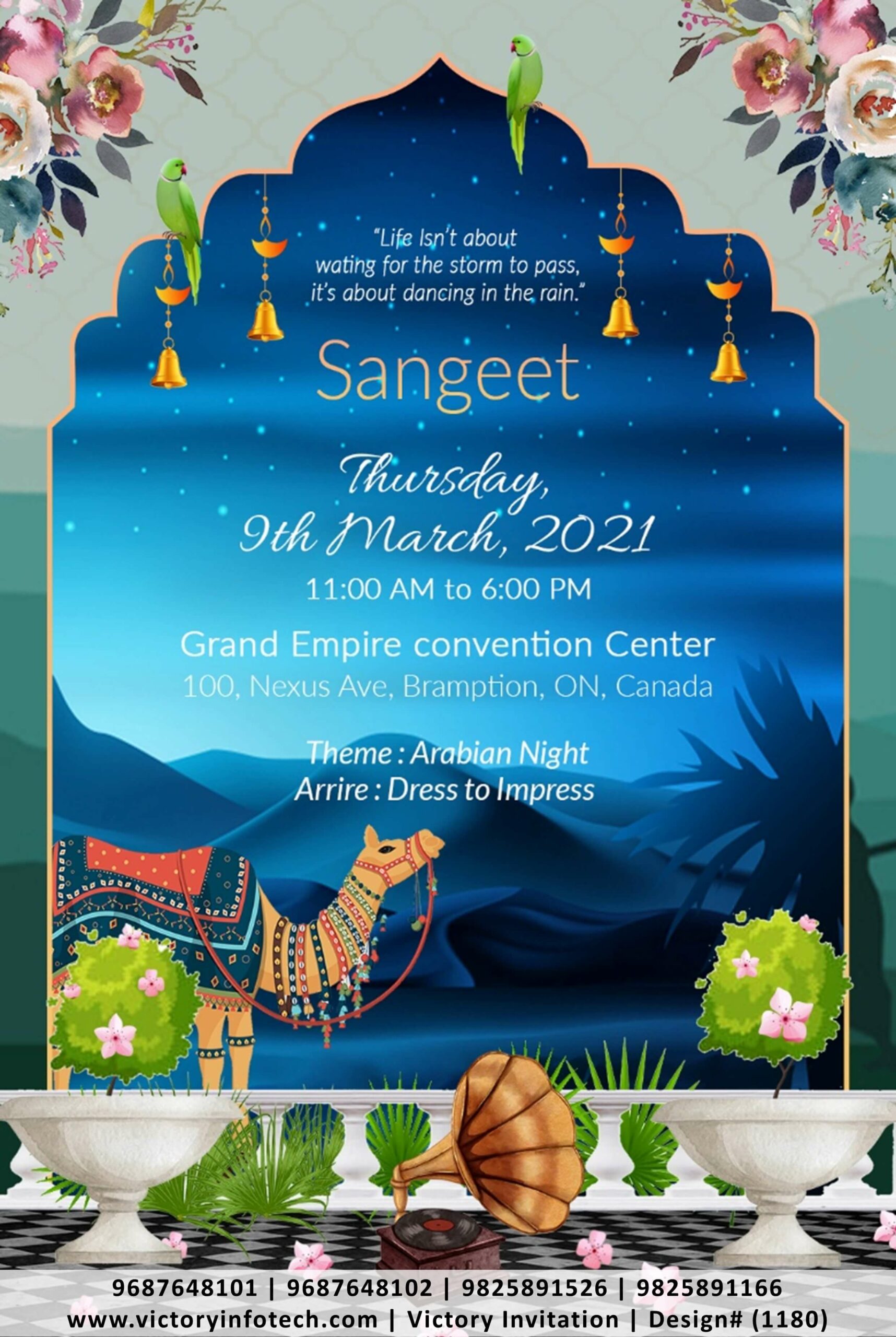 Sangeet Ceremony digital invitation card design no.1180