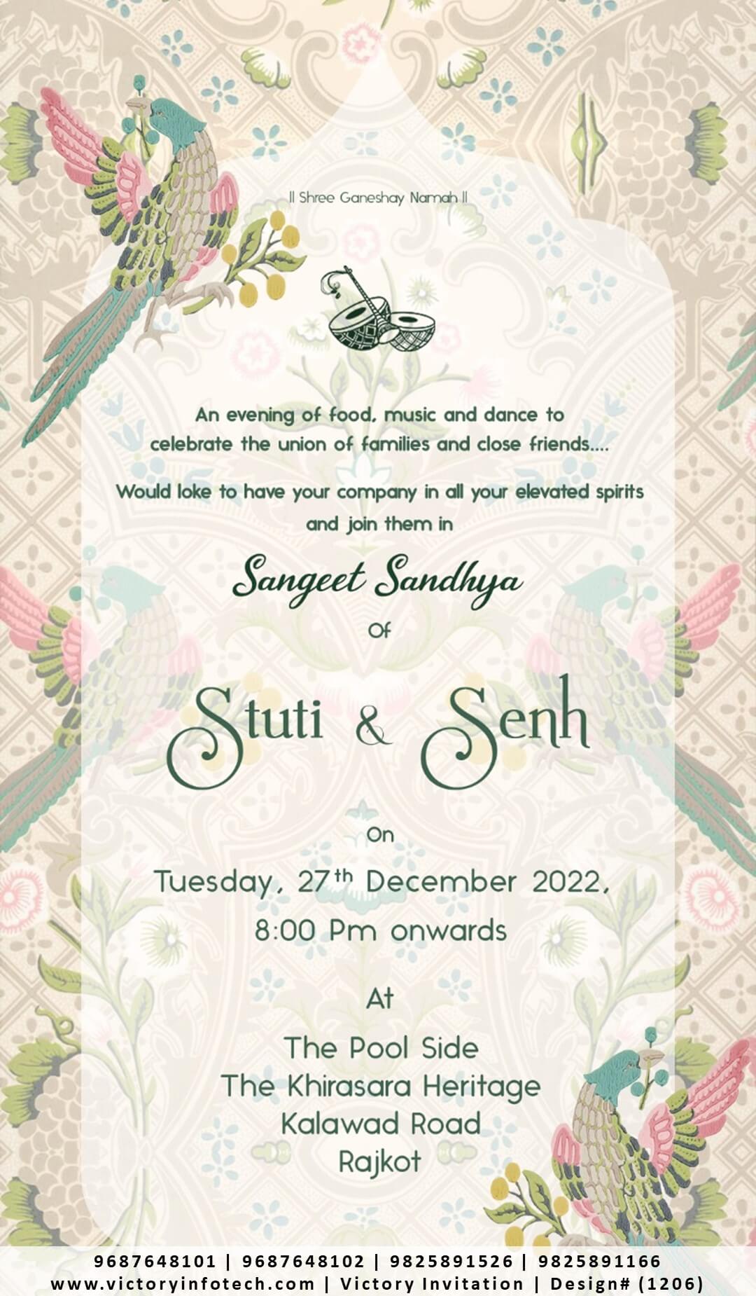 Sangeet Ceremony digital invitation card design no.1206