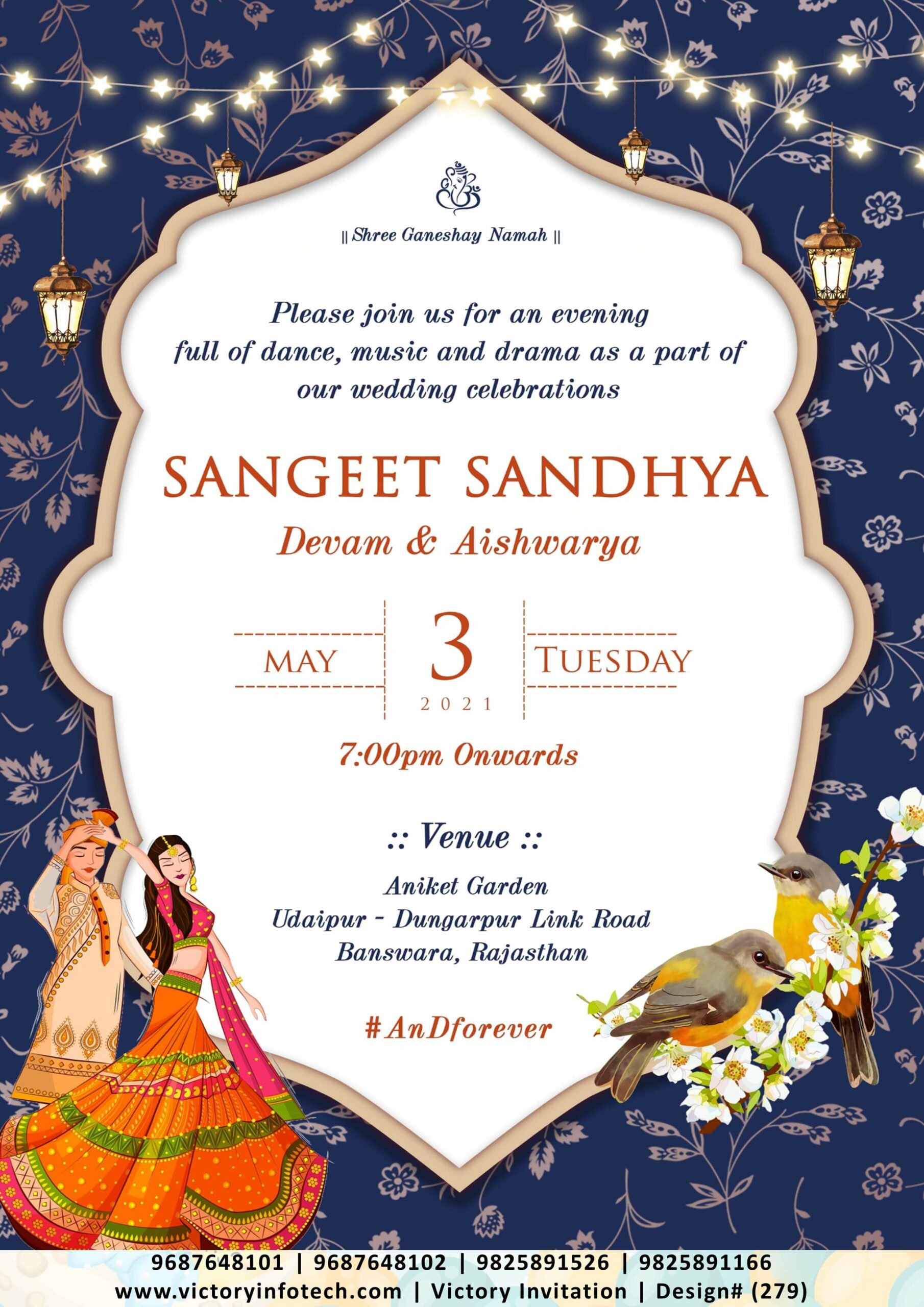 Sangeet Ceremony digital invitation card design no.279