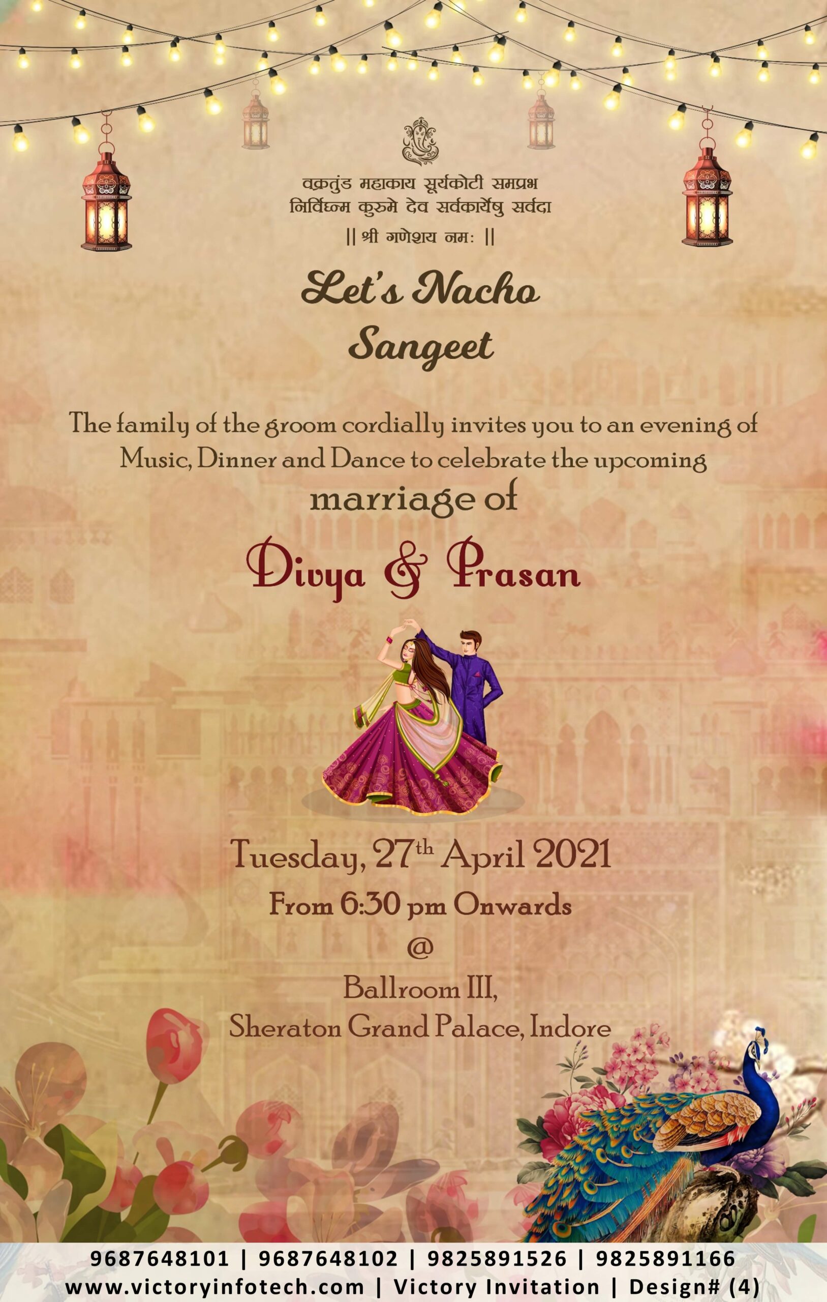 Sangeet Ceremony digital invitation card design no.4