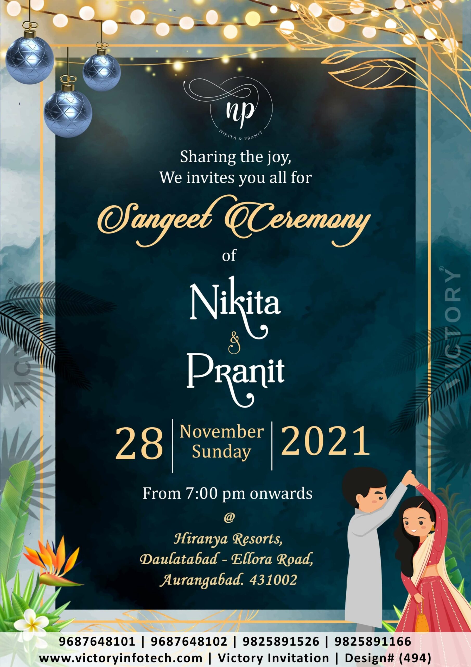 Sangeet Ceremony digital invitation card design no.494