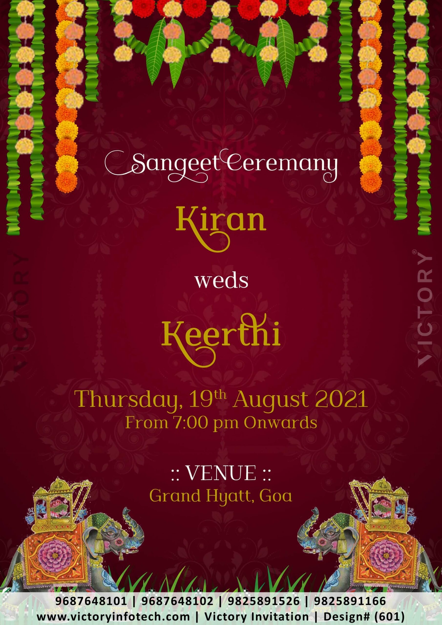 Sangeet Ceremony digital invitation card design no.601