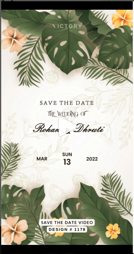 Save the Date digital invitation card design no.1178