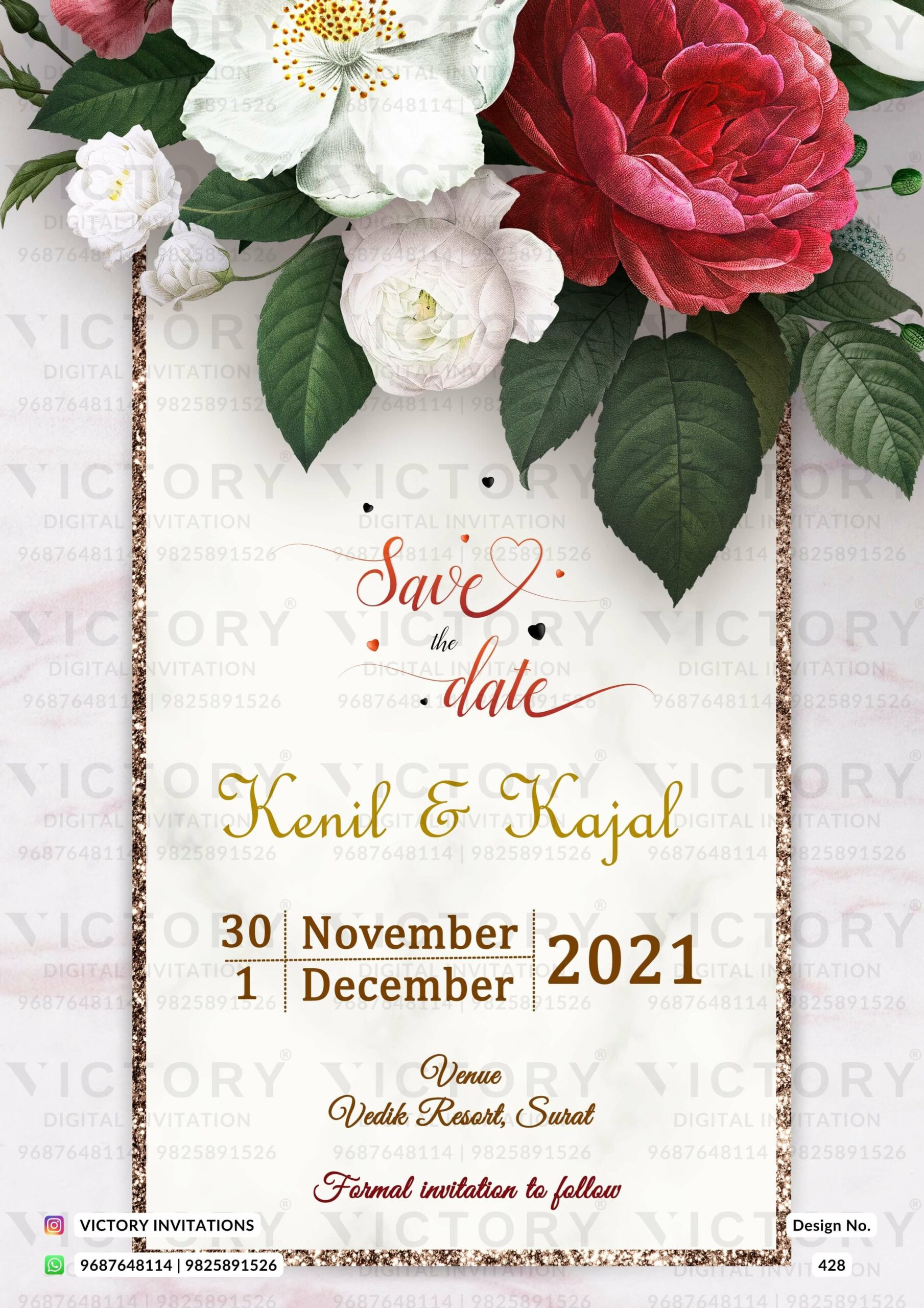 Save the Date digital invitation card design no.428