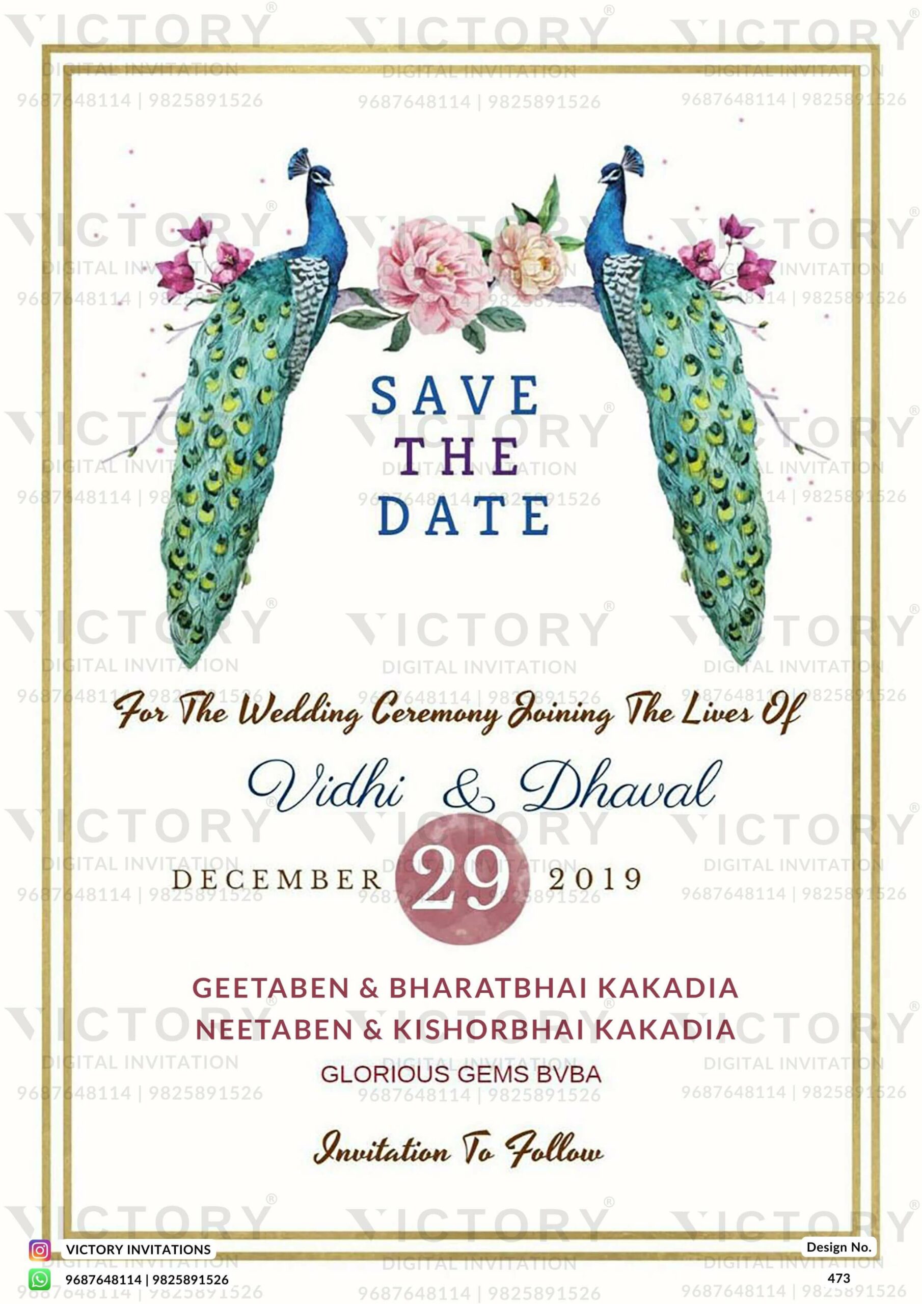 Save the Date digital invitation card design no.473