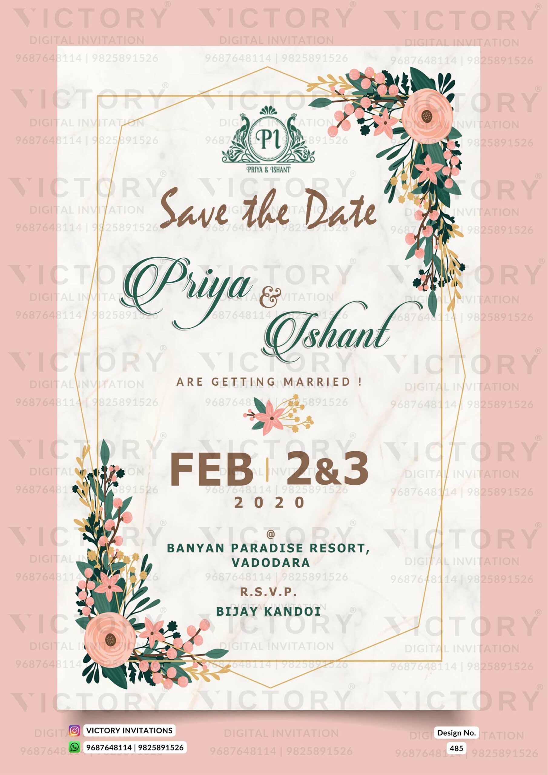 Save the Date digital invitation card design no.485