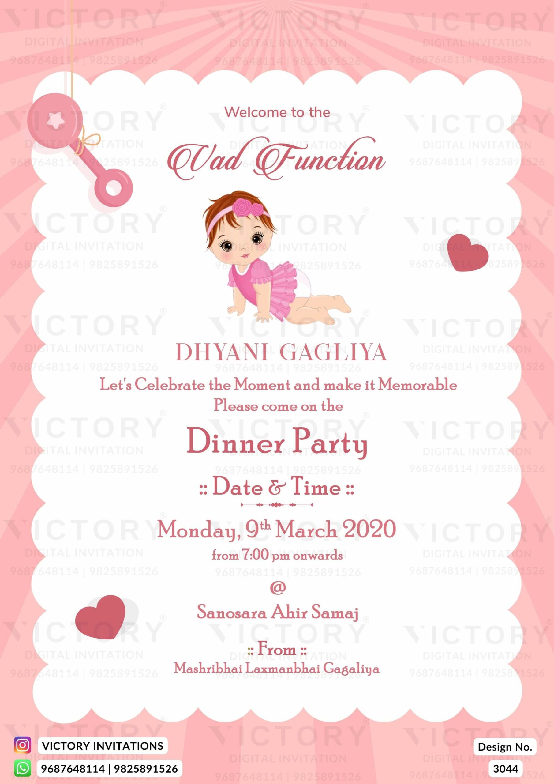 Vad Function ceremony digital invitation card design no.3044