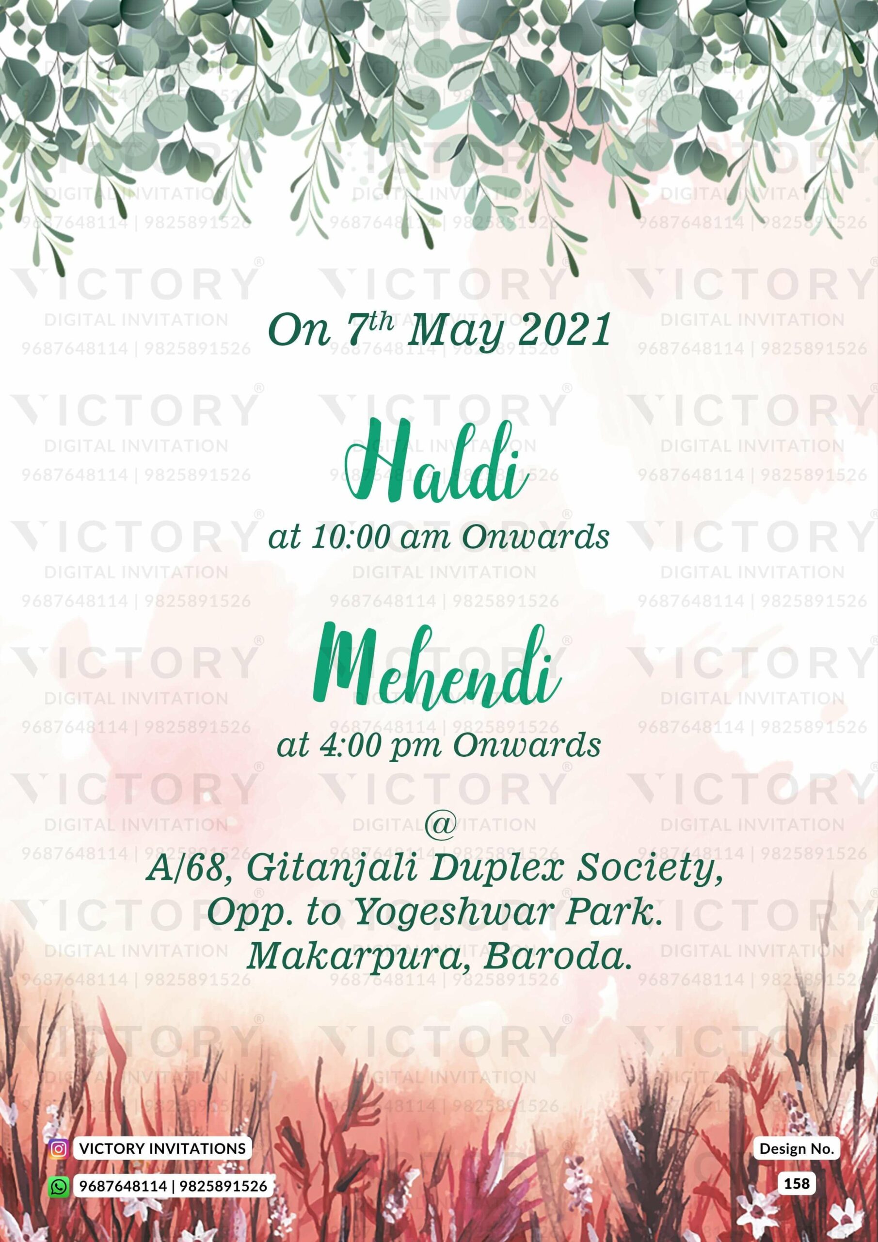 haldi ceremony digital invitation card design number 158